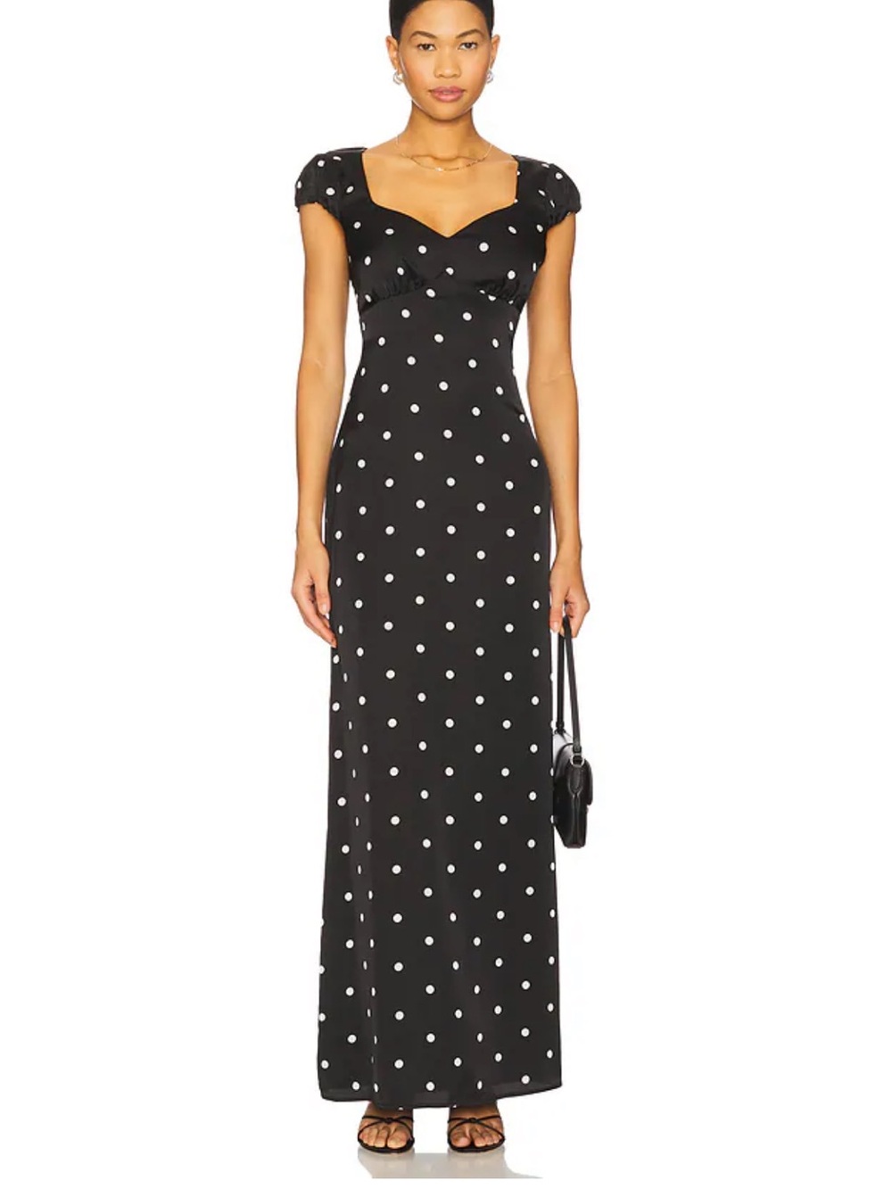 More to come Dorothy Polka Dot Sweetheart Maxi Dress - Black/White NWT